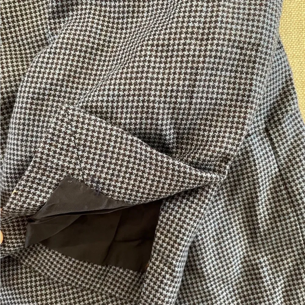 CANALI made in italy Silk Linen Wool‎ Puppytooth Check Jacket Size 48 R $1895
